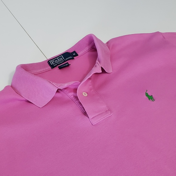 POLO RALPH LAUREN Medium Men's Pink Polo Shirt - Picture 2 of 5